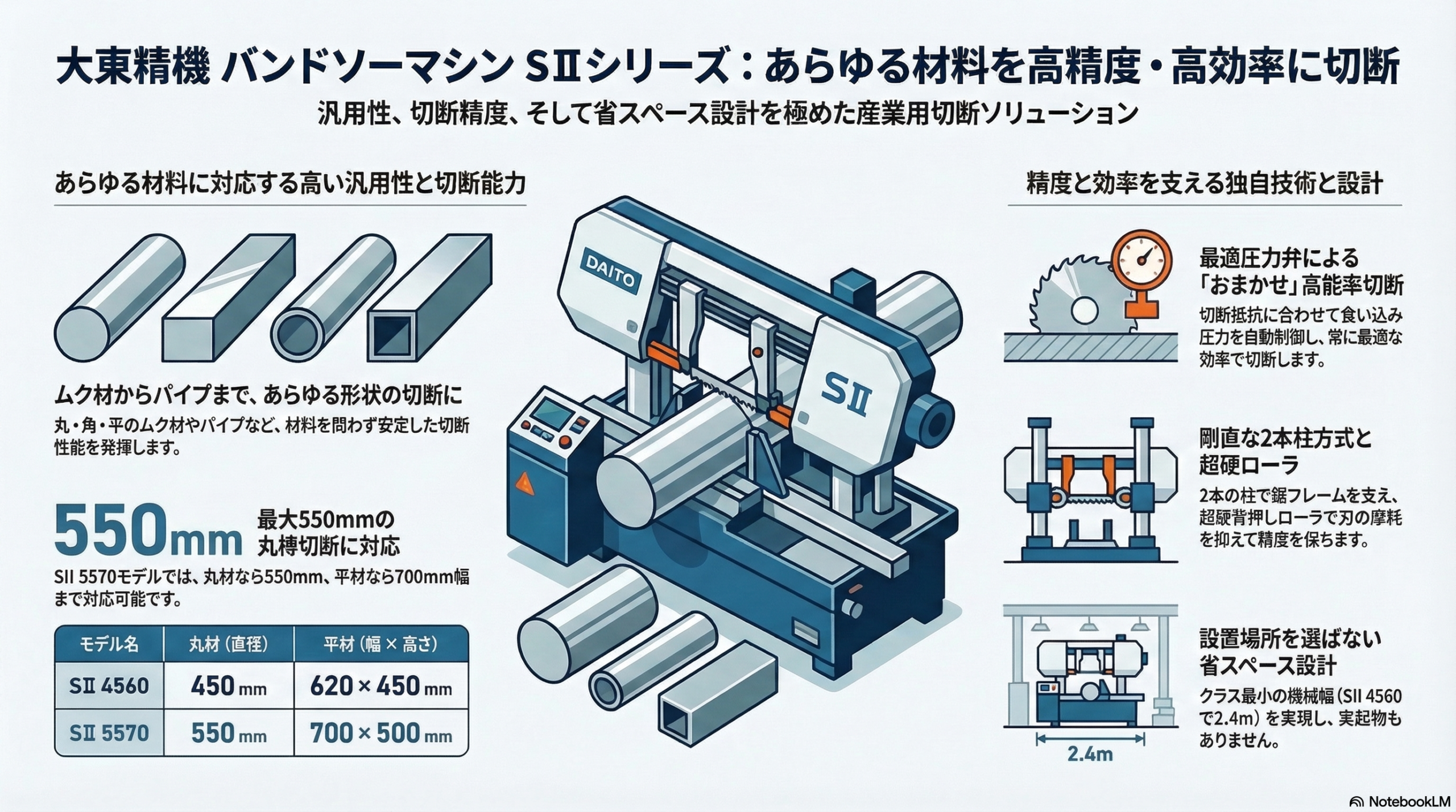 大東精機 バンドソーマシン SⅡシリーズ | ムク材・パイプのあらゆる 