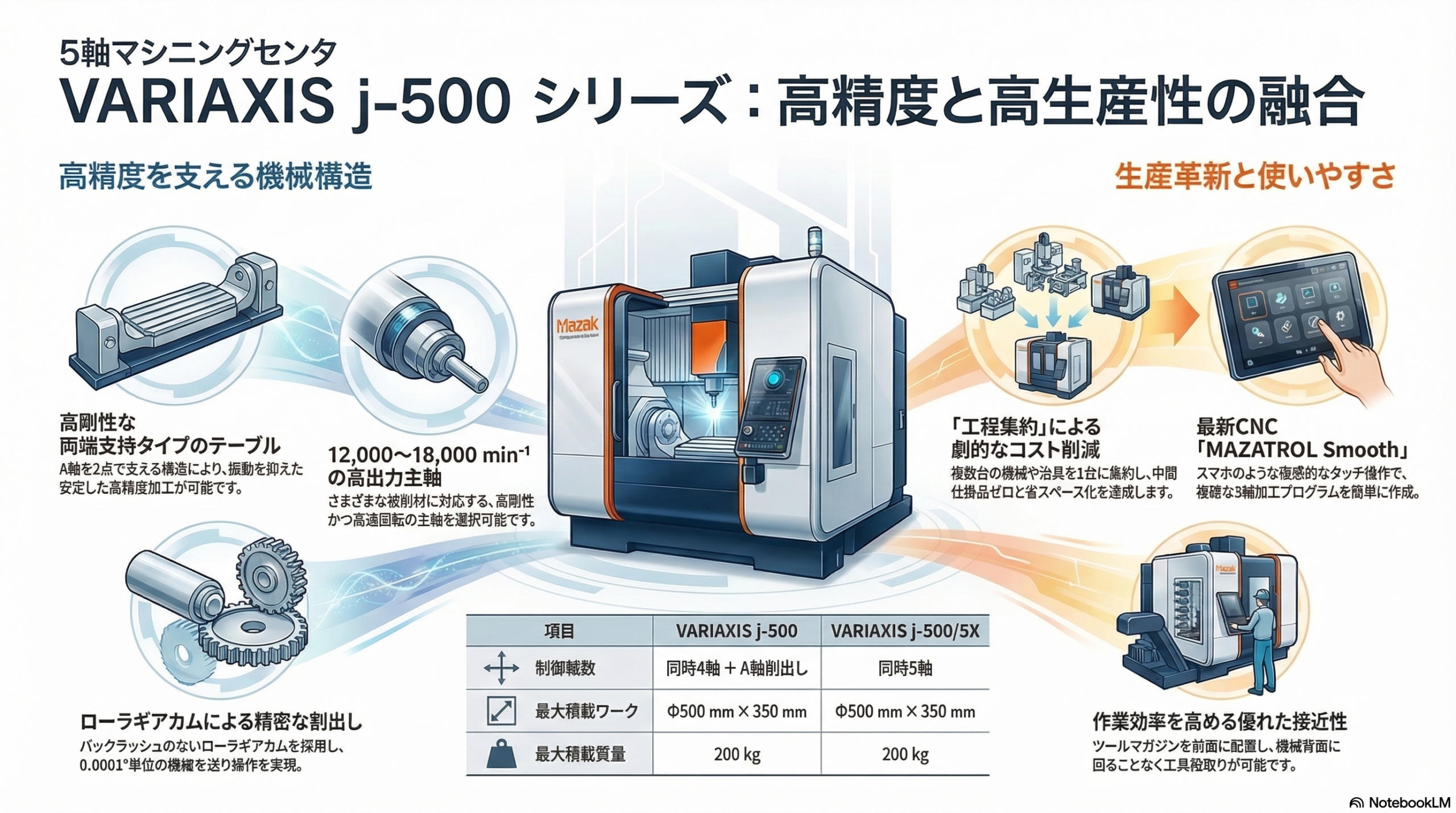 マザック VARIAXIS j-500｜高精度・使いやすさを追求した5軸