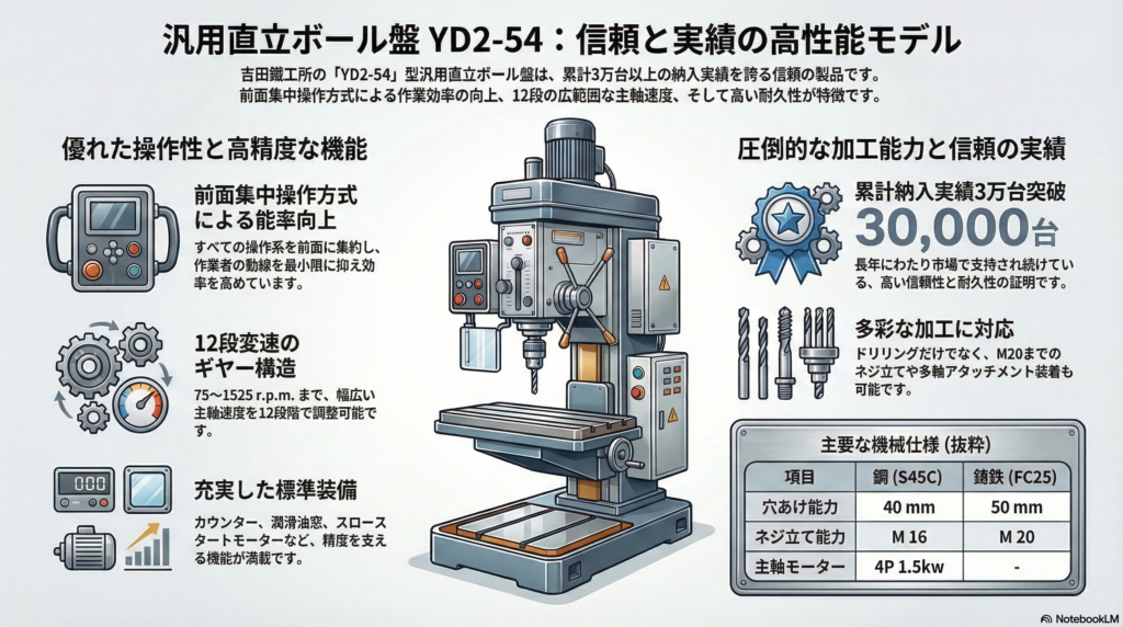 【S45C・FC25対応】高耐久ドリル＆タッピングマシン｜株式会社吉田鐵工所