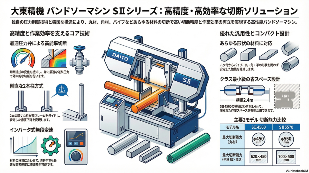 大東精機 バンドソーマシン SⅡシリーズ(SⅡ4560・SⅡ5570)製品情報