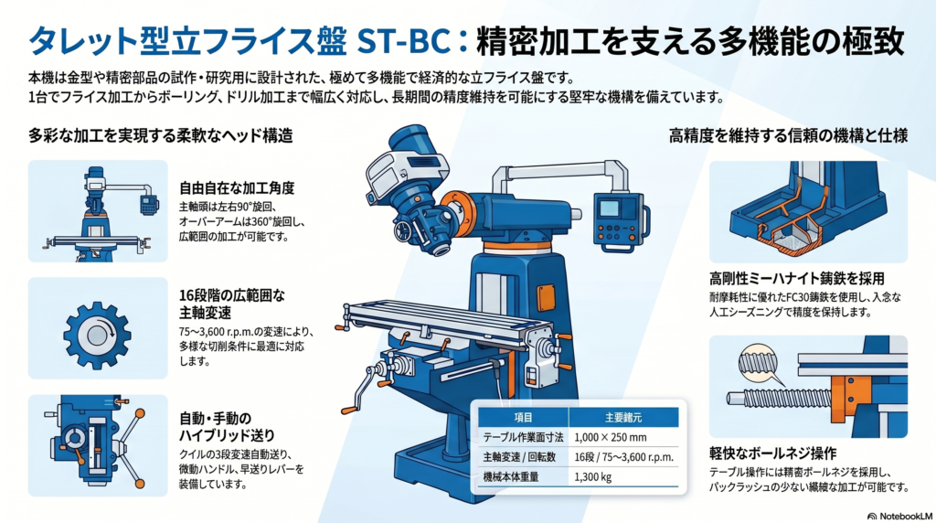 タレット型立フライス盤 ST-BC（静岡鐵工所）- 金型・精密部品製作に最適な1台