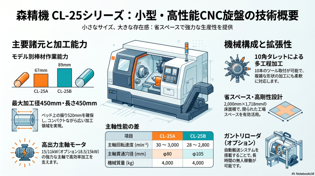 森精機 CL-25 CNC旋盤 仕様・特長詳細 | CL-25A・CL-25B対応