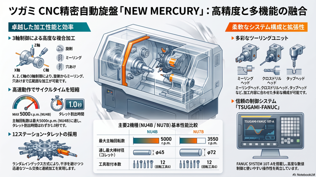 ツガミ CNC精密自動旋盤 ニューマーキュリー NU4B・NU7B | 高精度ターニングセンター